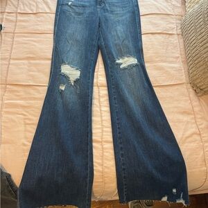 Judy Blue Dark Blue Distressed Flare Jeans